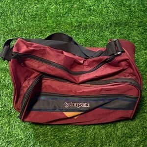 Vintage Sportpack Maroon Aztec Pattern  Duffel Bag with Shoulder Strap
